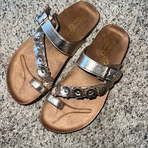 Mountain Khakis Silver Brown Sandals with Adjustable Straps